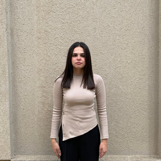 Beige Ribbed Top